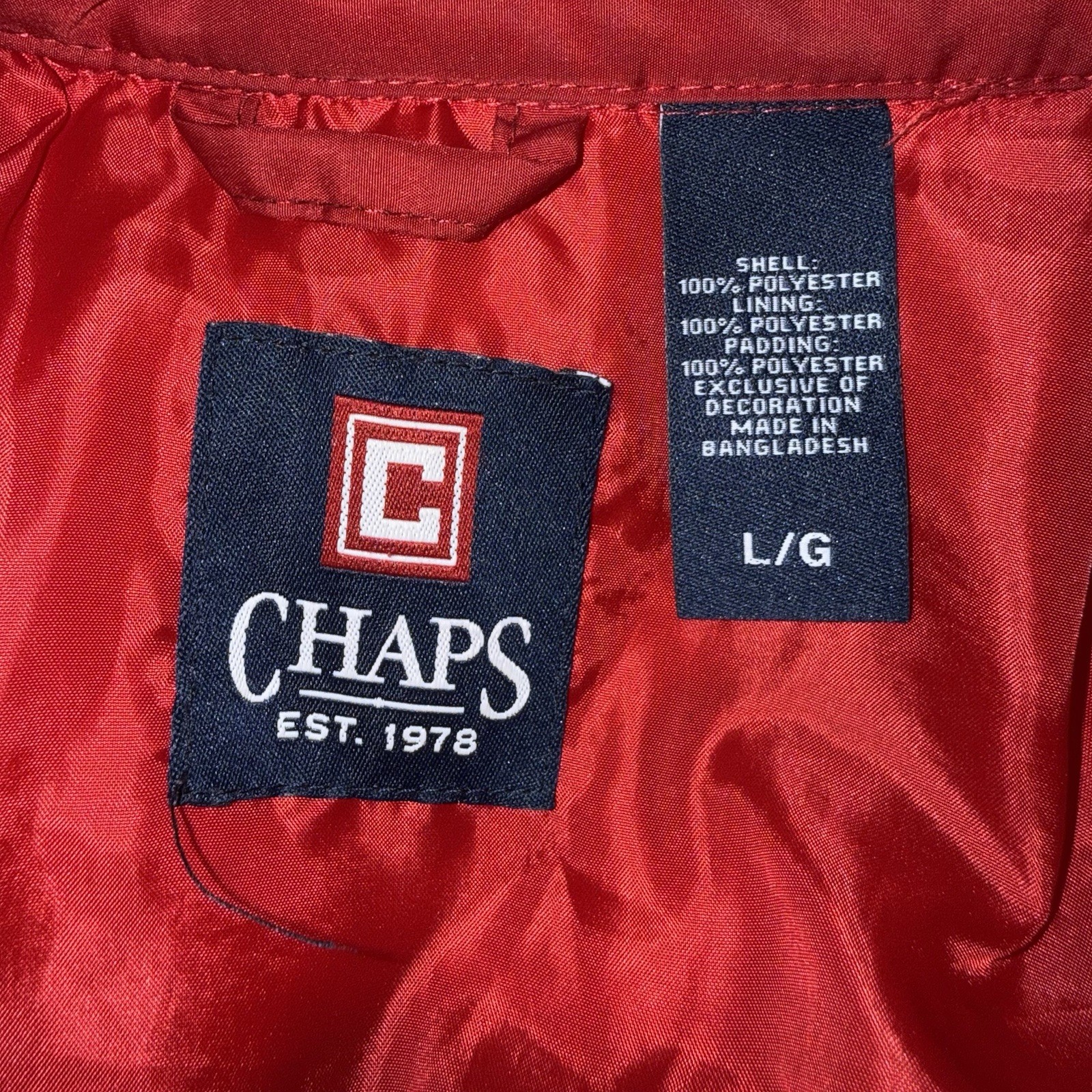 Chaps Mens Large Solid Red Quilted Lightweight Sn… - image 5