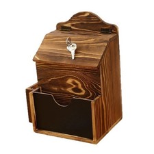 Image of Lockable Wall Mounted Retros Wooden Letter Box For Secure Suggestions Donations