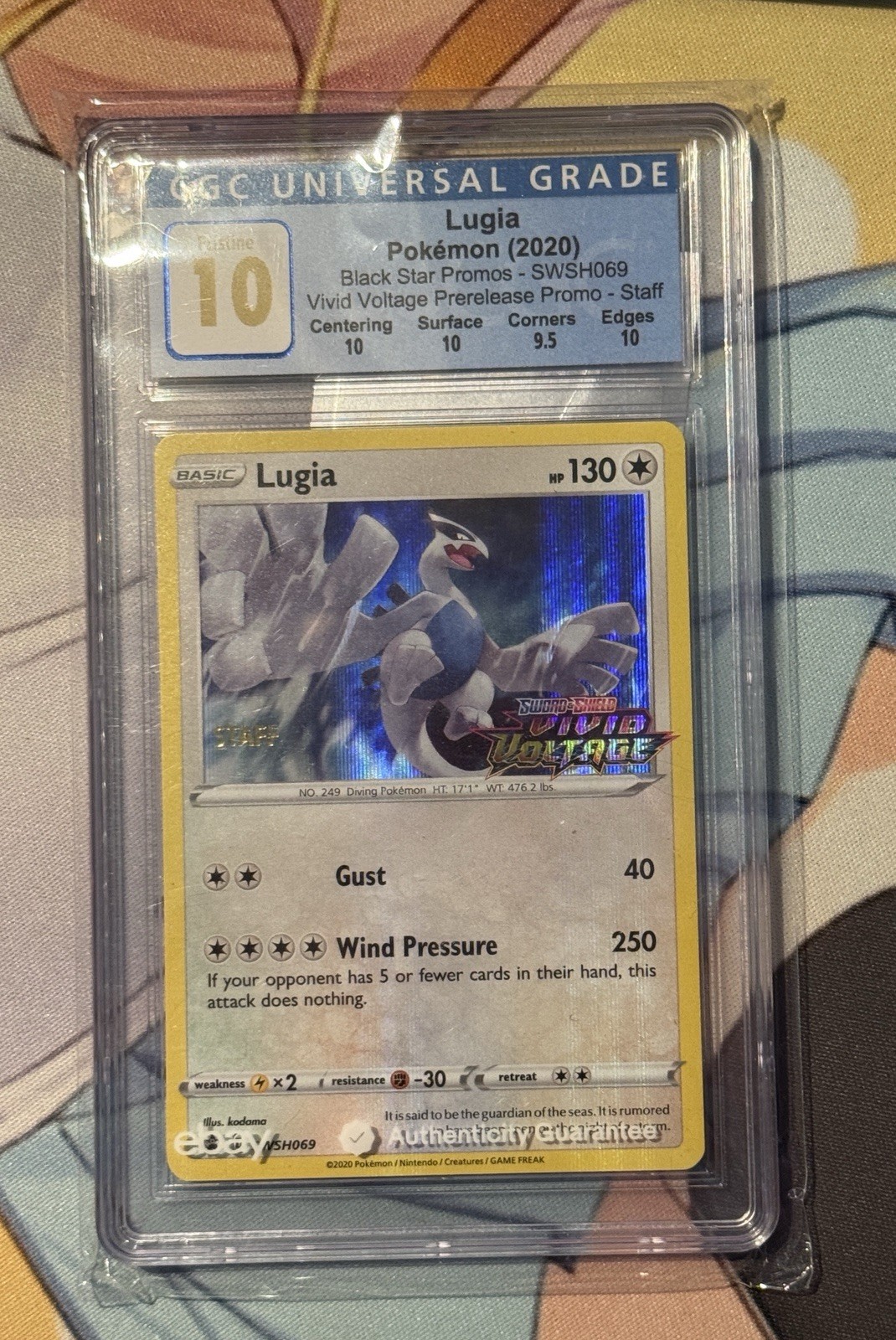 2020 Pokemon Lugia Holo Black Star Promo SWSH069 Prerelease Staff CGC 10