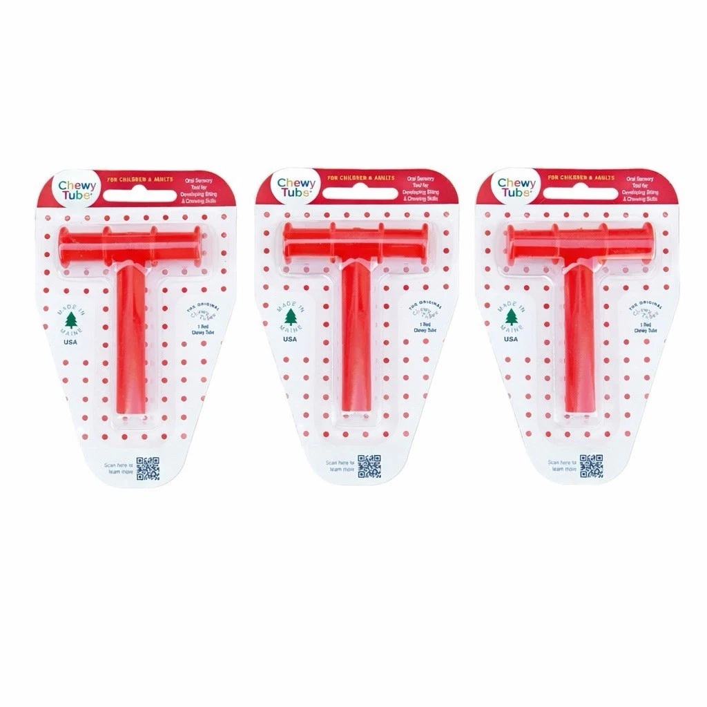 3 Pack Chewy Tubes Red Oral Sensory Chew Tool BPA Free USA