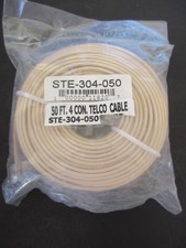 50 ft Modular Plug Flat Cord Extension 304-050 Ivory 4P4C Telephone-Voice App