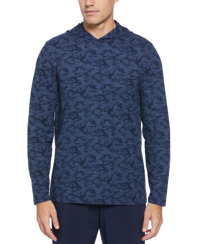 PGA TOUR Mens Lux Touch Camo Print Long Sleeve Golf Hoodie Size XL Navy Top NWT