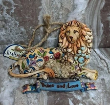 Jim Shore Heartwood Creek Peace And Love Lion and Lamb Ornament Enesco 4”
