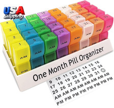 Monthly Pill Organizer 2 Times a Day, 30 Day One Month Pill Box AM/PM, W