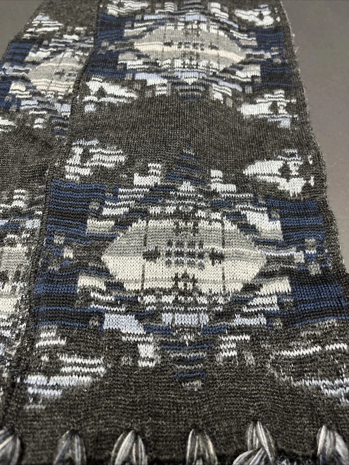 Pendleton 100 % lana merino bufanda azteca Mesquite Canyon Oxford gris azul 79”x 6” Foto 3 de 4