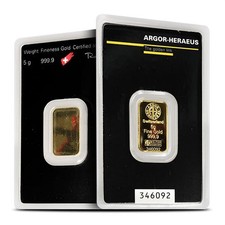 5 Gram Argor Heraeus Gold Bar (New in Assay) 5055.81 per troy oz
