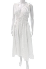 Madewell Womens Fit & Flare Dress White Cotton V-Neck Sleeveless Midi Size S