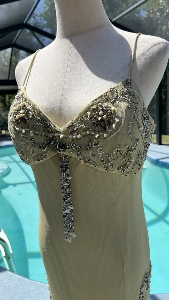 Vestido de noche 100 % seda vintage XSCAPE lentejuelas cuentas Foto 2 de 4