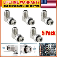 5Pack 90 Degree Elbow Hydraulic Hose Fittings:1/2" JIC 37° Male x#8 SAE/ORB Male