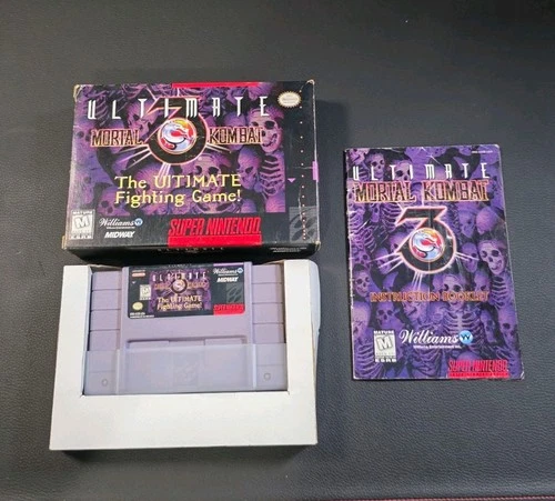 Ultimate Mortal Kombat 3 SNES Super Nintendo Game, Box & Instruction Booklet