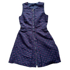Tommy Hilfiger Dress Women Size 8 Navy Fit & Flare Zip Front Sleeveless