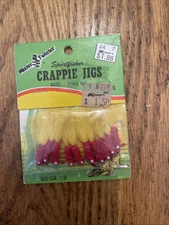 Mister Twister Crappie Jigs 1/64 oz Yellow Red Pearlized Vtg Nos