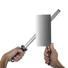 STEEL 12IN DIAMOND KNIFE SHARPENER HONING ROD OVAL STICK KITCHEN SHARPENING TOOL