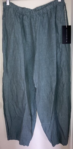 New Bryn WALKER Heavy Linen OLIVER PANT Balloon Hem Lagenlook Millpond Bloomers