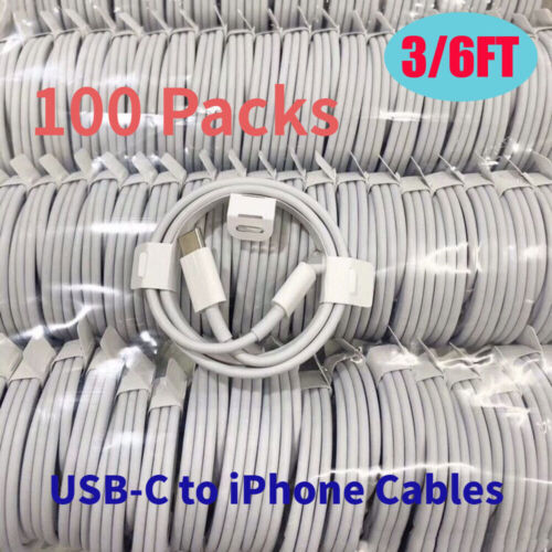 Fast Charger 20W PD USB C/Type C Cable For iPhone 14 13 12 11 Pro Max Lot 100 x - Picture 1 of 27