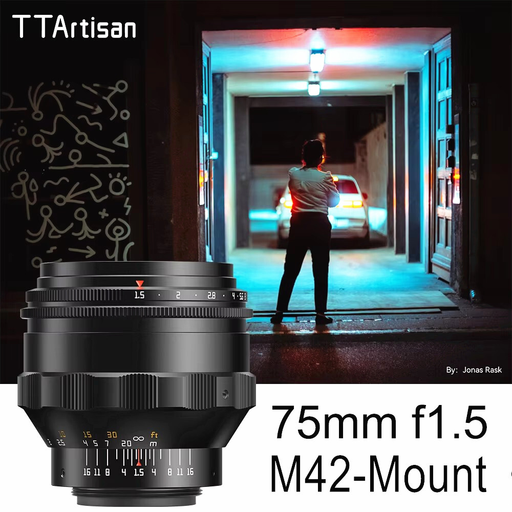 Obiettivo TTArtisan 75mm F/1.5 Per Fotocamere Full Frame, Montaggio M42, Effetto Bokeh Vorticoso Vintage
