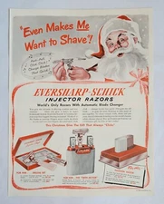 1949 Eversharp Schick Injector Razors Print Ad 9.75 x 12.75 Makes Santa Want To