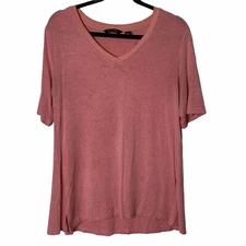 Halston Womens Shirt Top Size Small Pink V-Neck Short Sleeve