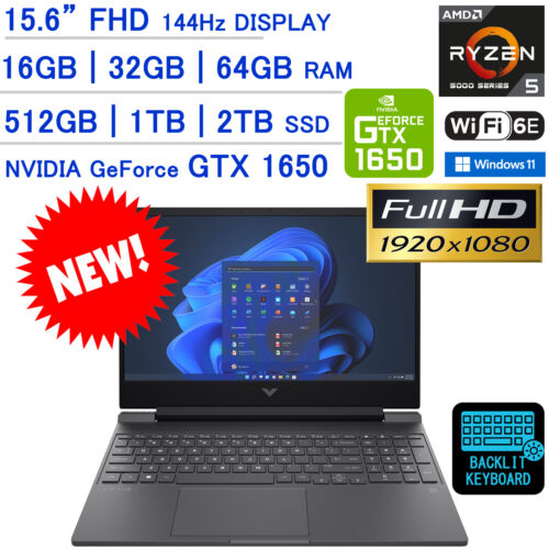 HP Victus 15,6" Gaming AMD Ryzen 5600H NVIDIA GTX 1650 Custom 64GB & 2 TB SSD FHD - Bild 1 von 7