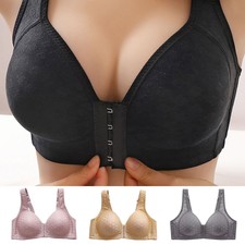 Women Push Up Bra Front Button Gathered No Steel Ring Large Size Bra Intimates