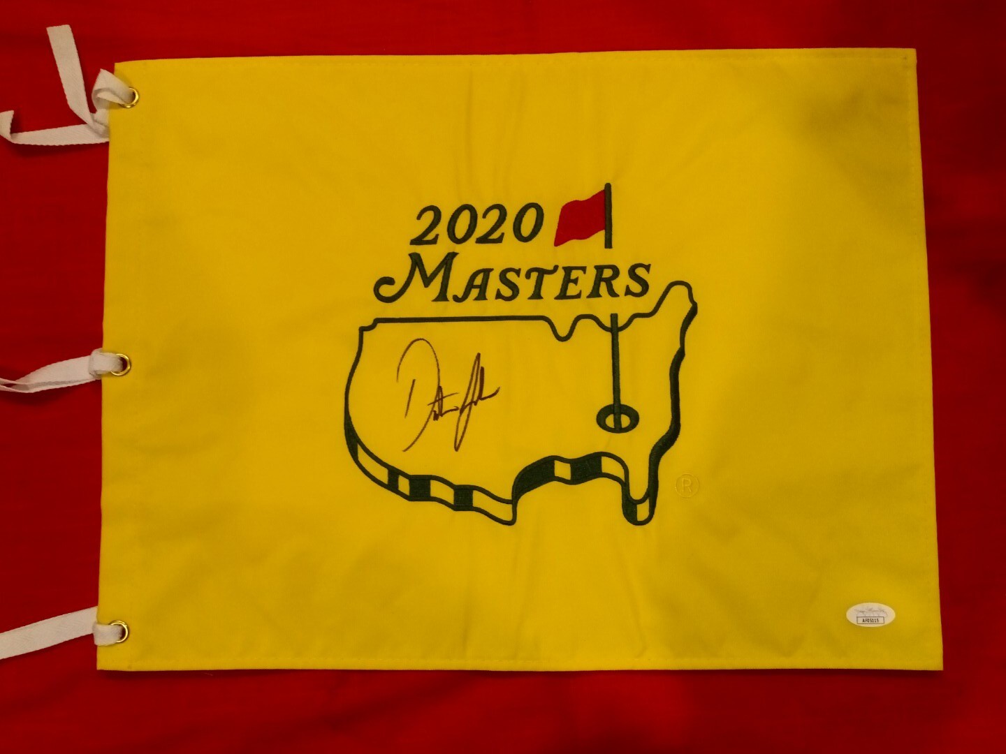 Dustin Johnson Autographed Signed Golf 2020 MASTERS Pin Flag Winner JSA 