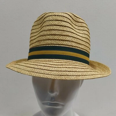 Chapeau En Paille Avec Bande Colorée Taille 59 Fabriqué En Italie - Photo 1/4