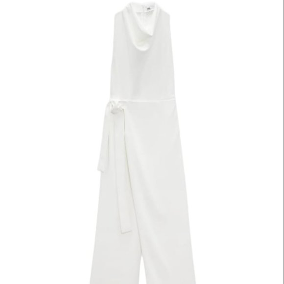 NEW ZARA FLOWY WRAP FRONT JUMPSUIT ECRU | 4043/282 | eBay