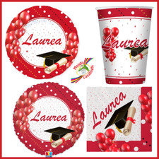 laurea festa party addobbi piatti bicchieri tovaglioli in carta chic bio rosso