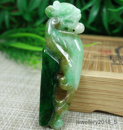 Certified Green+Yellow Burma 100% Natural A jadeite jade Pendant~Dragon 仿古龙 - Picture 7 of 11