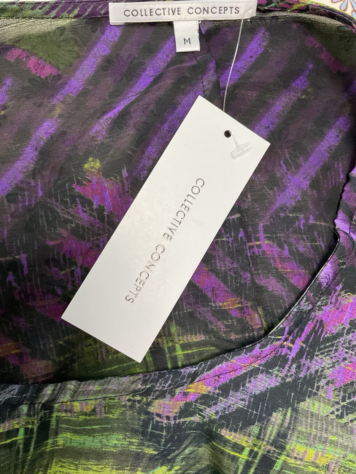 Collective Concepts Black Floral Monet Look Dress Fitted Bottom Size Medium NWOT