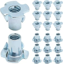 1/4"-20 T-Nuts Four Pronged Nut 1/4"-20 x 9/16" Pack of 50