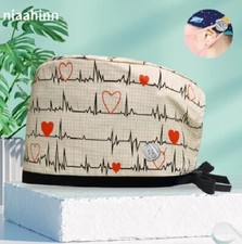 Scrub Skull Cap Medical Doctor MD Nurse RN Hearts EKG Symbols Healthcare Worker