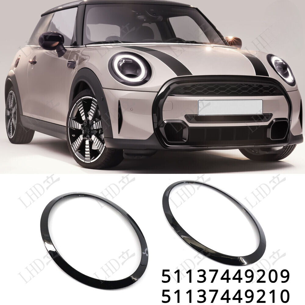 Gloss Black Headlight Surround Trim Ring For 2013-2019 Mini Cooper S F55 F56 F57