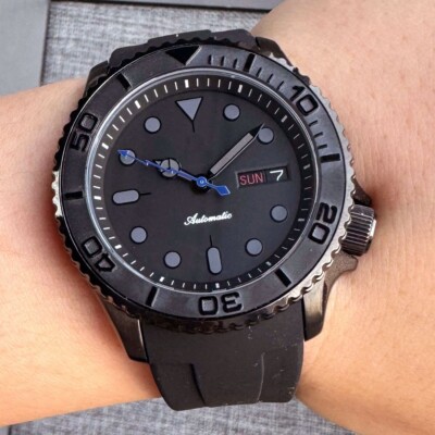 SKX 41mm NH36A Date Week Black PVD 20ATM Diver Automatic Men Watch Rubber Band