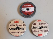 (3) 3M Scotch-Brite Deburr Finish Pro Unitized Wheel 2” x 1/2” x 1/4” 6C Medium