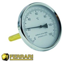TERMOMETRO PER FORNO FORNI FUMI 120° C Ø 80 mm CON GAMBO POSTERIORE L. 5 cm