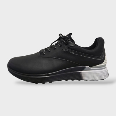ECCO Golf Shoes Men's S-Three Spikeless (Black/White) - US 7-7.5
