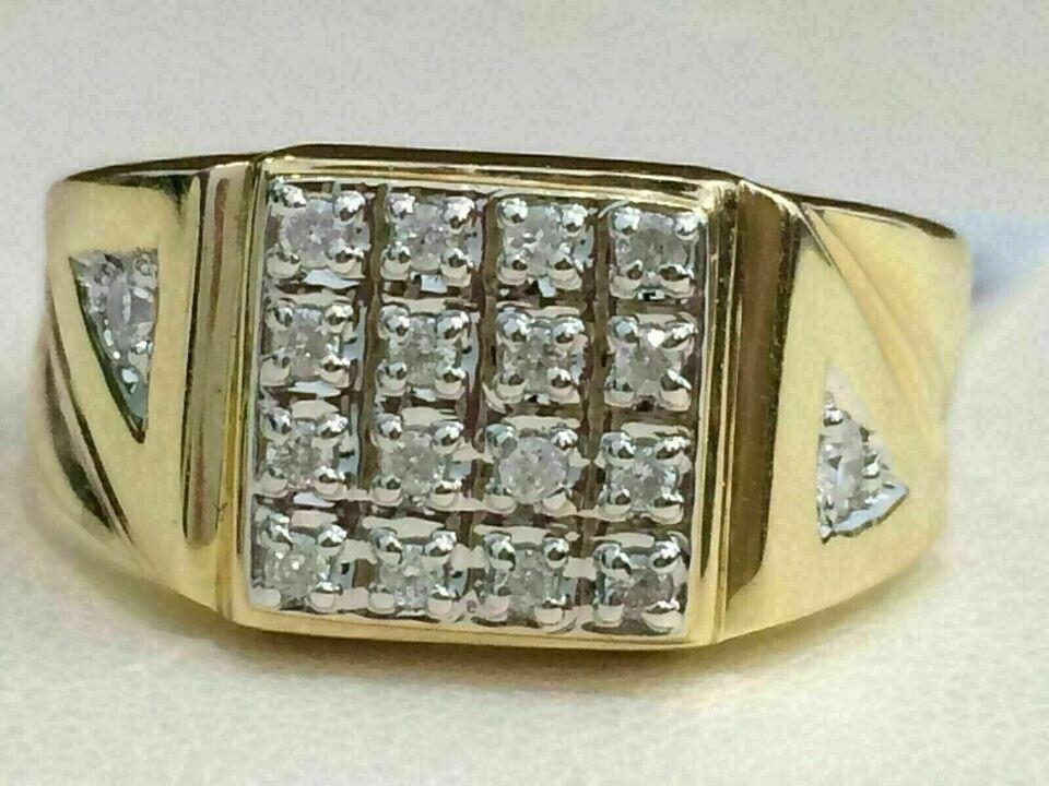 Men Engagement Ring 2CT Lab-Created Moissanite Real 925 Yellow Sterling Silver-image