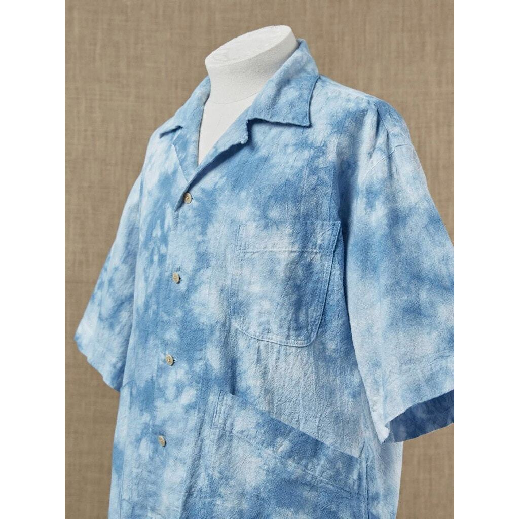 Nicholas Daley Beach Shirt Blue Tie-Dye Cotton Chore Pockets - 40