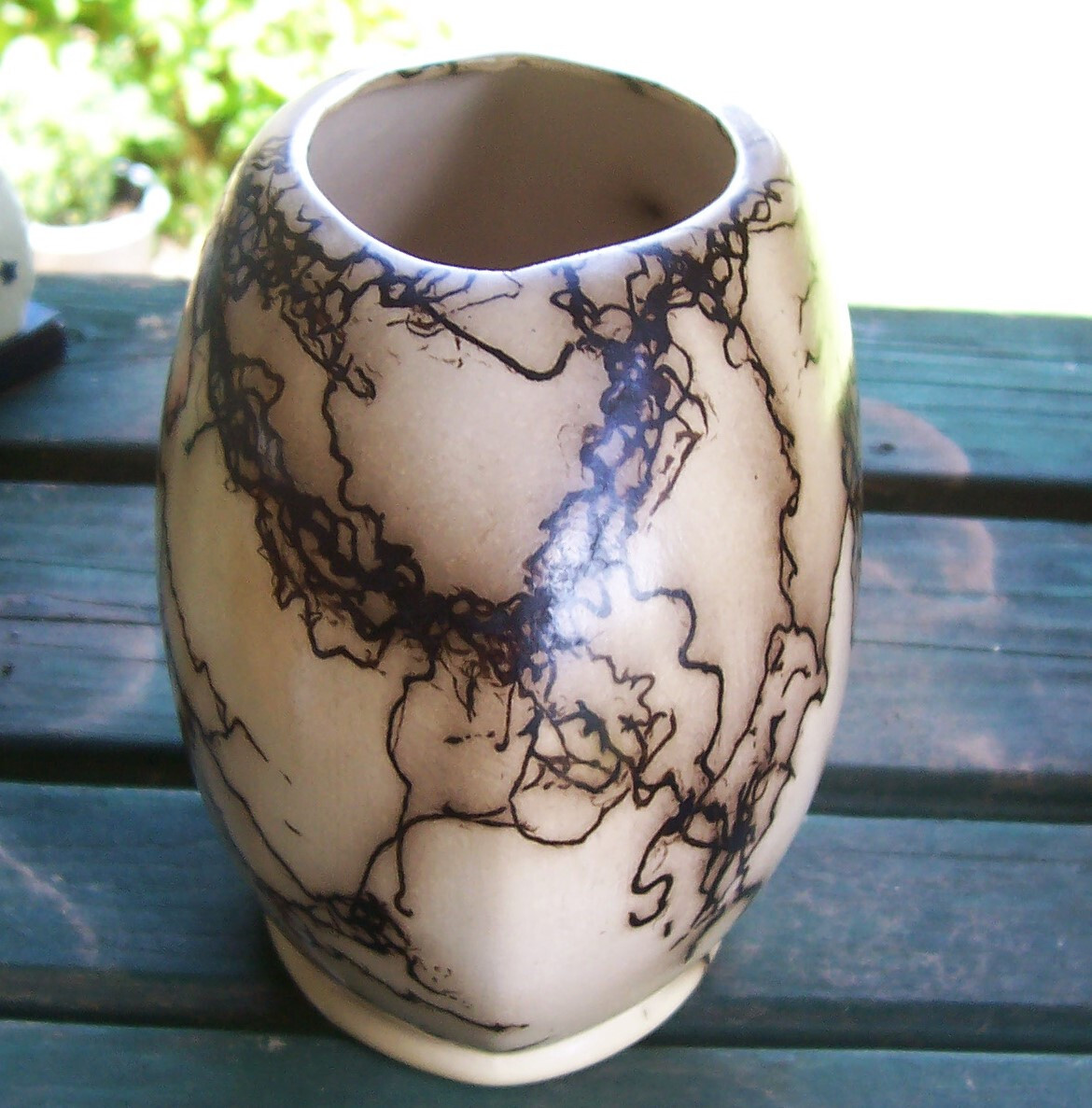 Navajo Indian Pottery Horse Hair Vase Signed by Ray & Loveiha