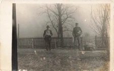 c1910 RPPC Men Uniform Holding Ice Skates Real Photo P587
