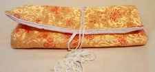 Floral Gold & Peach Jewelry Roll-Up Travel Pouch Organizer 4 Compartments w/Tie