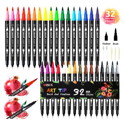 Coloring Markers Pen Duo Tip Brush Markers Art Pen Set Artist Fine and Brush Tip