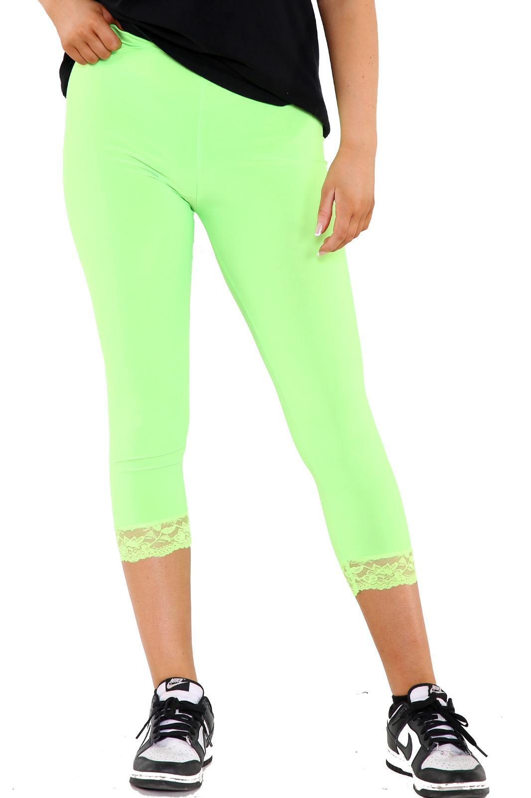 NUEVOS LEGGINGS PARA MUJER DE ENCAJE 3/4 DE LONGITUD AJUSTADOS PANTALONES RECORTADOS PARA CORRER JEGGIN