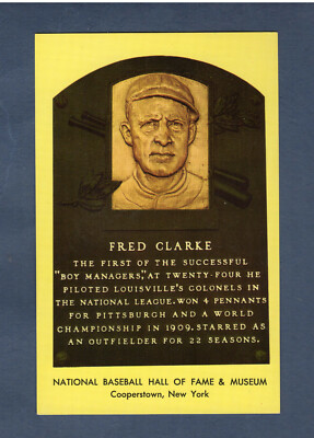 FRED CLARKE, Pirates & Colonels | 1964 HOF postcard Curteichcolor GREEN ink A2