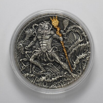 2018 Niue $2 Poseidon Greek God of the Sea 2 oz .999 Silver Coin