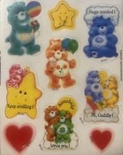 Vintage 1980s Care Bear Stickers Sheet Smiling Hearts Stars American Greetings