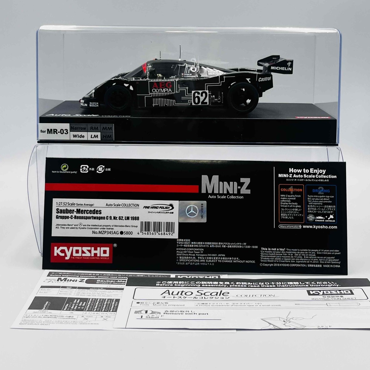 Kyosho Mini-z Body Sauber-Mercedes C9, Nr.62, LM 1988 MZP345AG | eBay