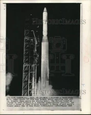 1968 Press Photo Three-stage Delta rocket launches at Cape Kennedy, Florida