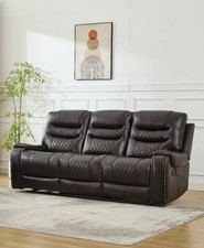 Nora Leather Recliner Sofa 3 Seater Brown-3 Seater Leather Recliner Sofa